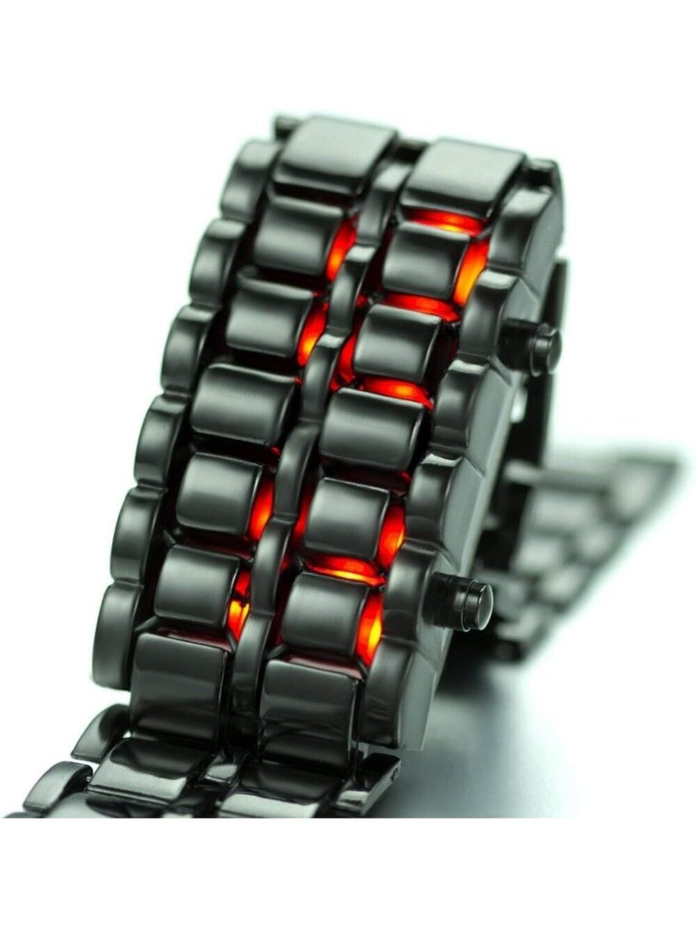 Men's Black Red Analog Quartz Lava Style Stainless Steel Bracelet Digital Watch - Picture 5 of 6